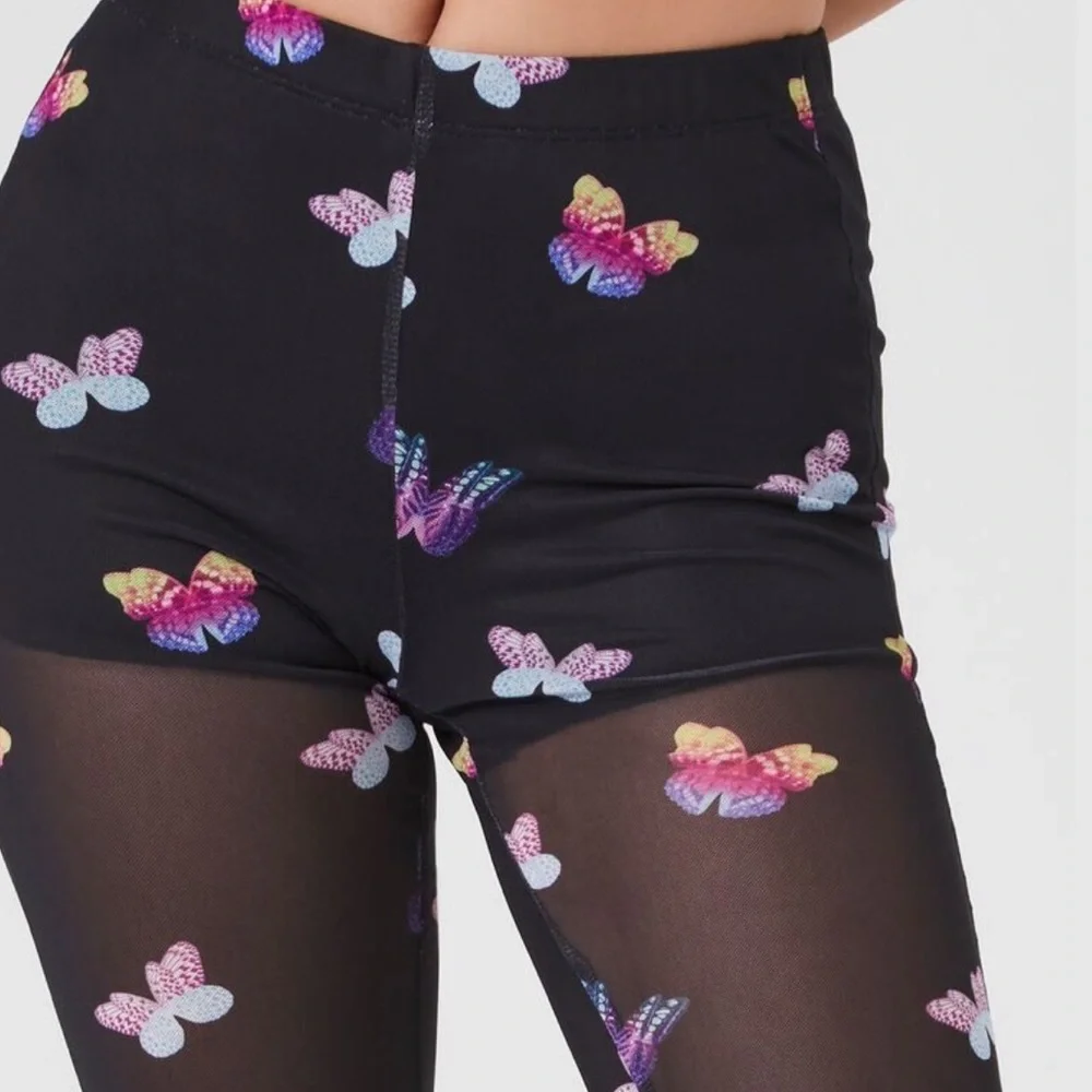 NWT Forever 21 Butterfly Mesh Pants - Picture 3 of 6